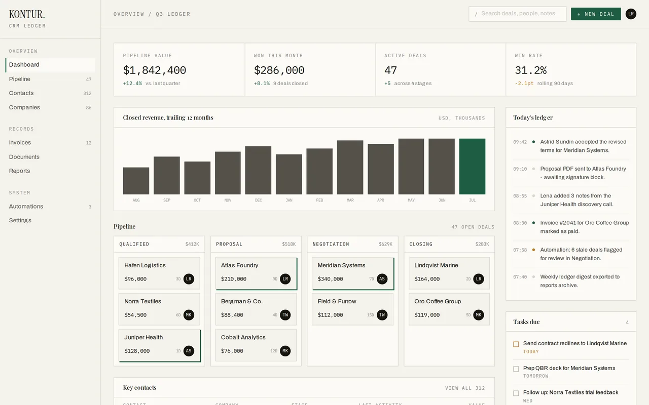 KONTUR Ledger CRM preview
