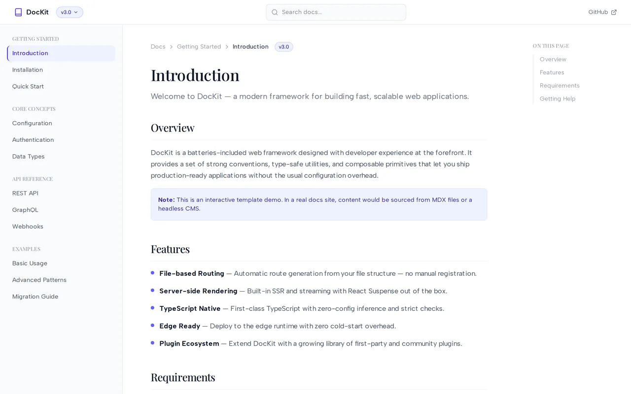 Documentation Site preview