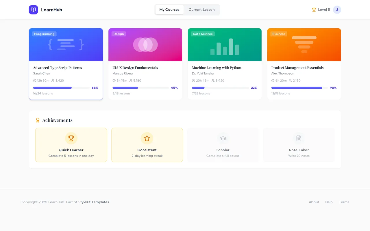 Learning Platform preview