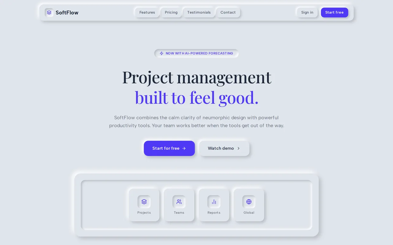 Neumorphism Landing preview